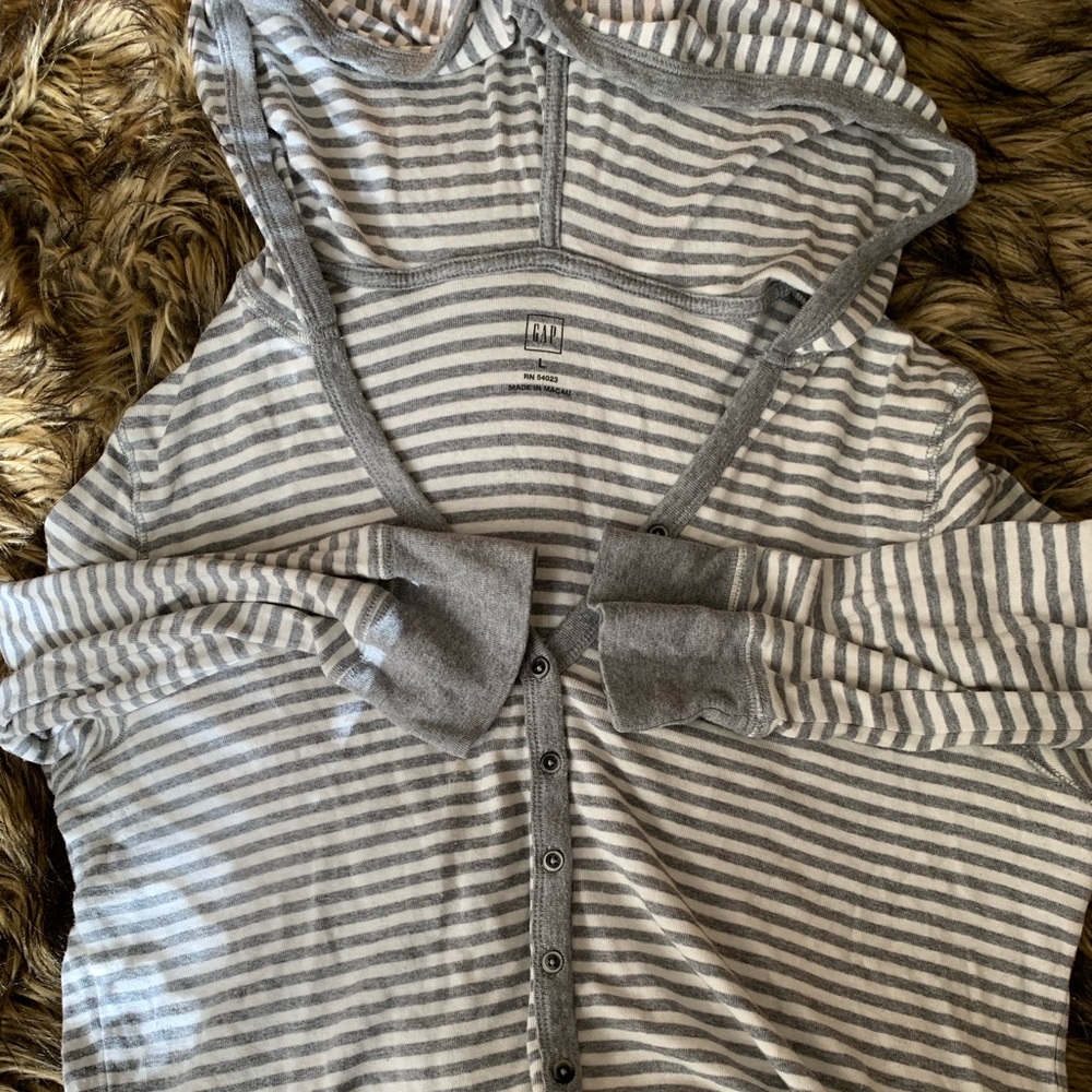 Cropped Gap Hooded Striped Top Size Large